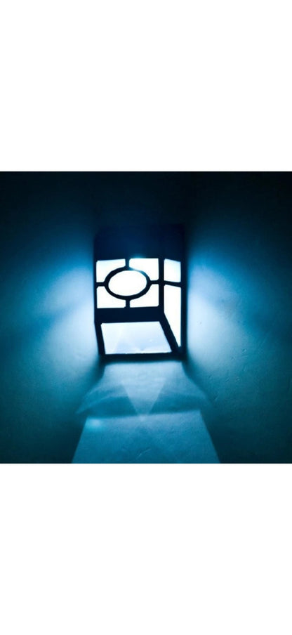 Set 4 lumini solare LED pentru gard, plastic negru, exterior