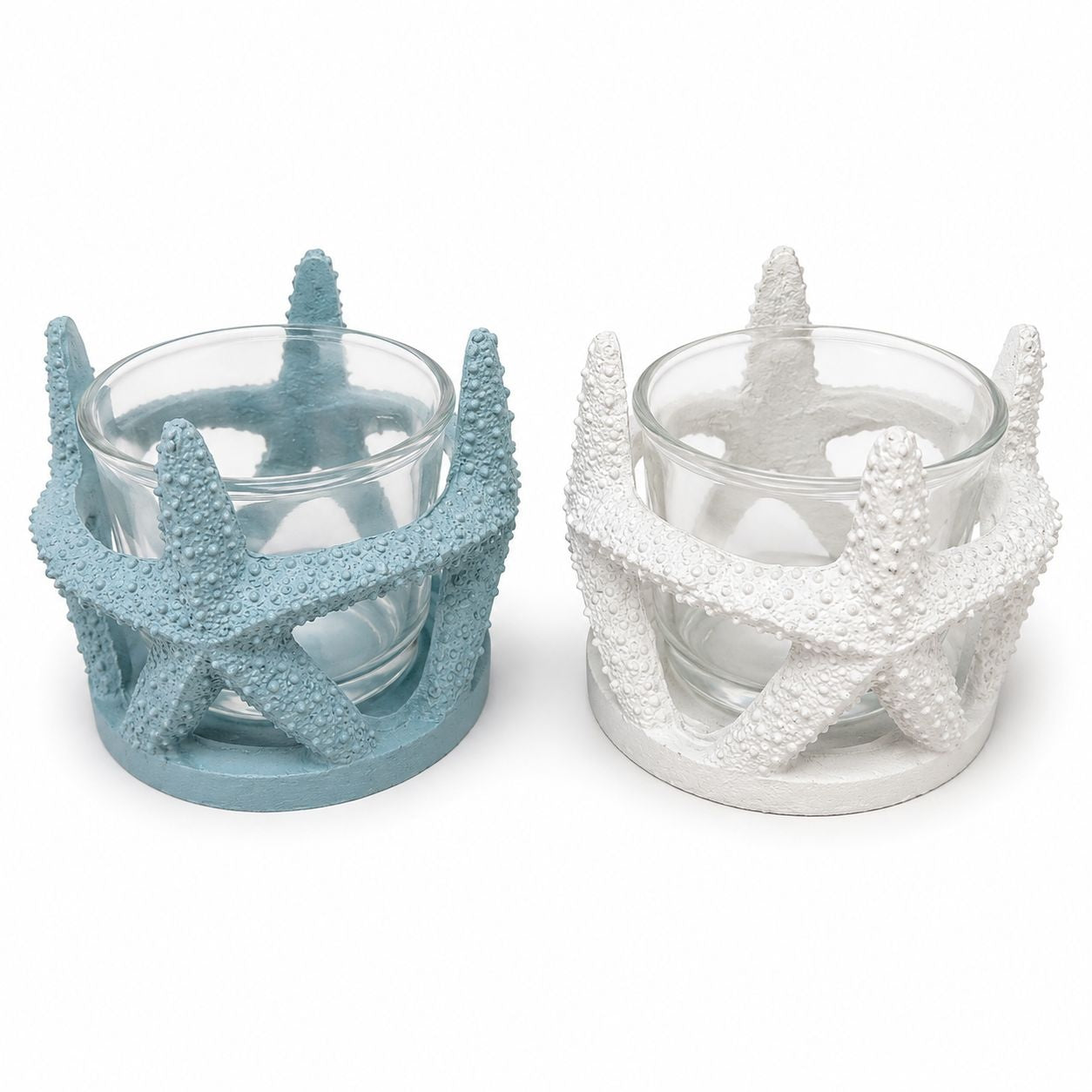 Set 4 Suporturi pentru Lumânări cu Stea de Mare – Suvenir Decorativ Marin