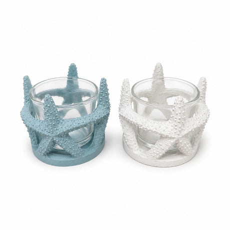 Set 4 Suporturi pentru Lumânări cu Stea de Mare – Suvenir Decorativ Marin