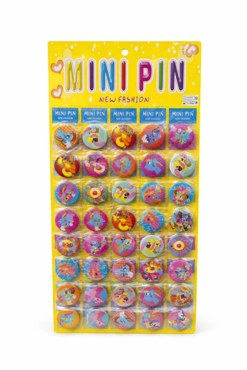 Set 40 insigne rotunde 3 cm cu personaje vesele, display 13x38 cm