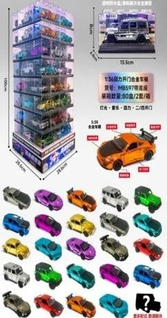 Set 40 masinute metalice 1:36, culori metalizate, carcase modulare transparente