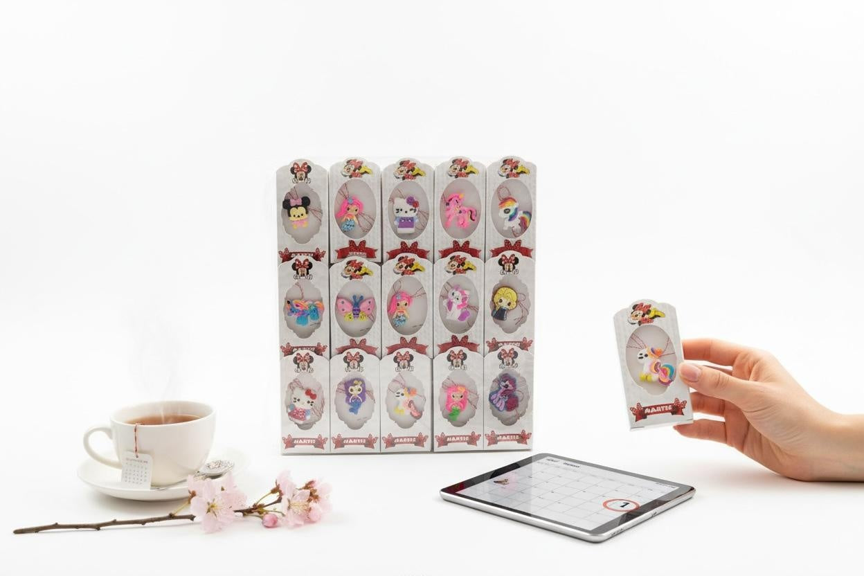 Set 45 martisoare din silicon pentru copii figurine vesele ambalate individual 10x4.5 cm