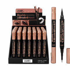 Set 48 Eyeliner Cariocă 2 în 1 USHAS Double Headed Pencil – Vârf Precis și Stamp pentru Coadă Perfectă