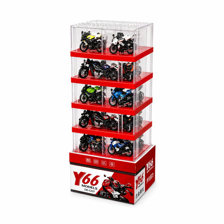Set 48 motociclete metalice die-cast 1:32 cu lumini si sunet, stand display