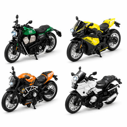 Set 48 motociclete metalice die-cast 1:32 cu lumini si sunet, stand display