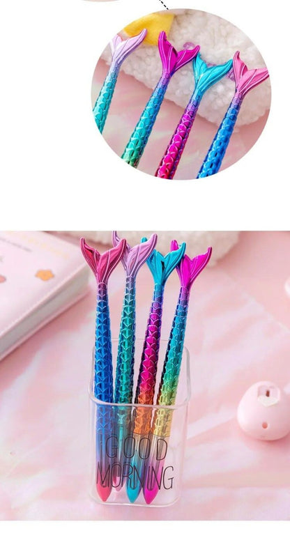 Set 48 Pix cu Gel Sirena – Design Magic si Scriere Cursiva, Ideal pentru Scoala