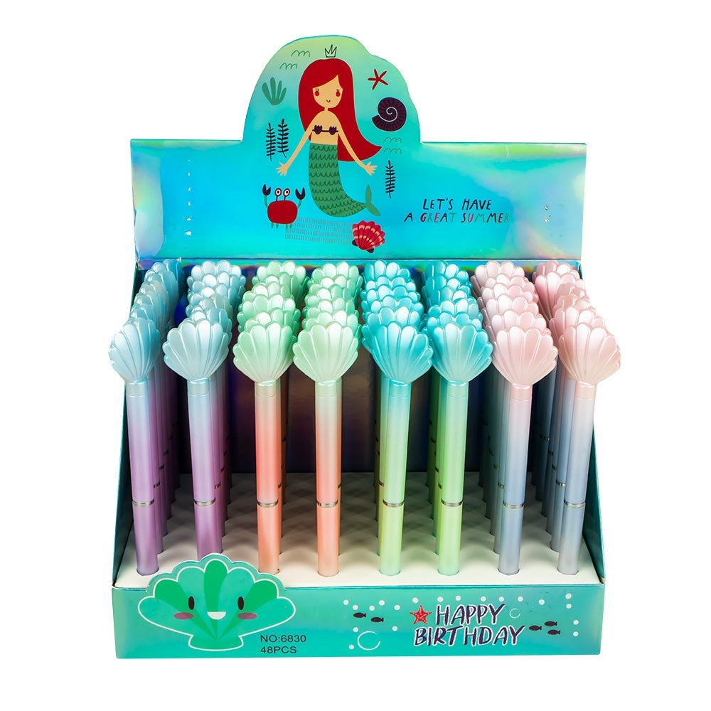 Set 48 pixuri cu gel model scoica Mermaid pastel multicolor