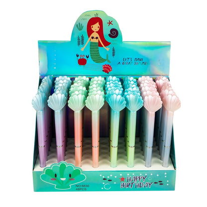 Set 48 pixuri cu gel model scoica Mermaid pastel multicolor