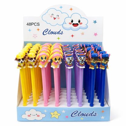 Set 48 pixuri cu gel și breloc decorativ cățel, design colorat pentru copii, diverse modele