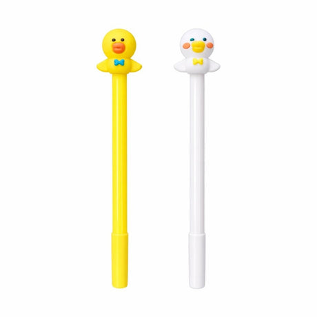 Set 48 pixuri cu gel și figurină rățușcă decorativă, model simpatic pentru copii, alb si galben