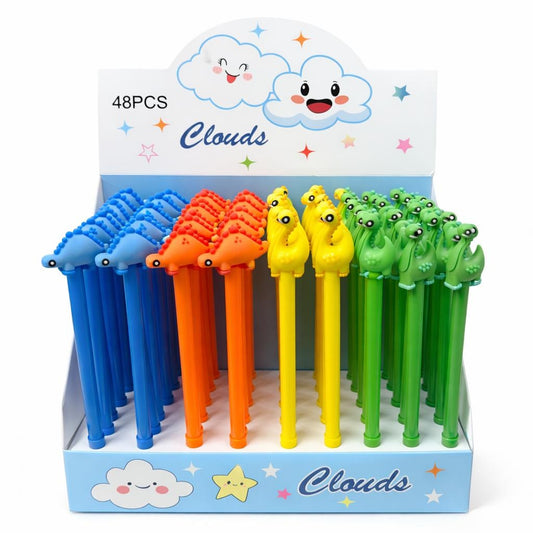 Set 48 pixuri cu pastă și figurină dinozaur decorativ, model colorat pentru copii, diverse culori