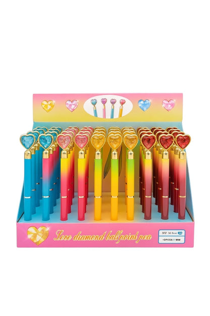 Set 48 pixuri Love Diamond , pixuri cu inimioara cristal, culori mix, cadou perfect
