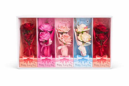 Set 5 flori artificiale cu ambalaj cadou, bucata, Happy Every Day, 24.5 x 9.5 cm