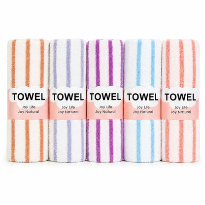 Set 5 prosoape bucătărie microfibră 30x70 cm – model dungi, lavete pufoase
