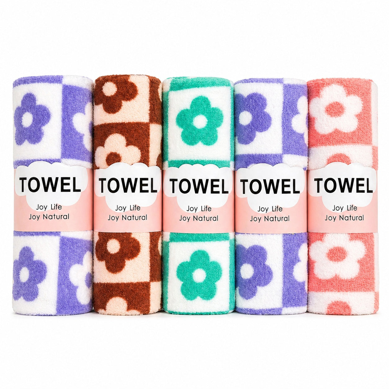 Set 5 prosoape bucătărie microfibră 30x70 cm – model floricele