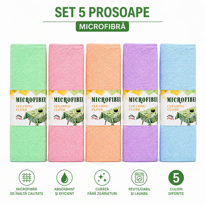 Set 5 prosoape bucătărie microfibră 40x40 cm – lavete pufoase, super absorbante