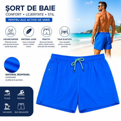 Set 5 Sorturi de Baie Bărbați Albastre – Material Respirabil, Uscare Rapidă