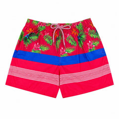 Set 5 Sorturi de Baie Bărbați Tropical Roșu – Mărimi Asortate Incluse, Uscare Rapidă