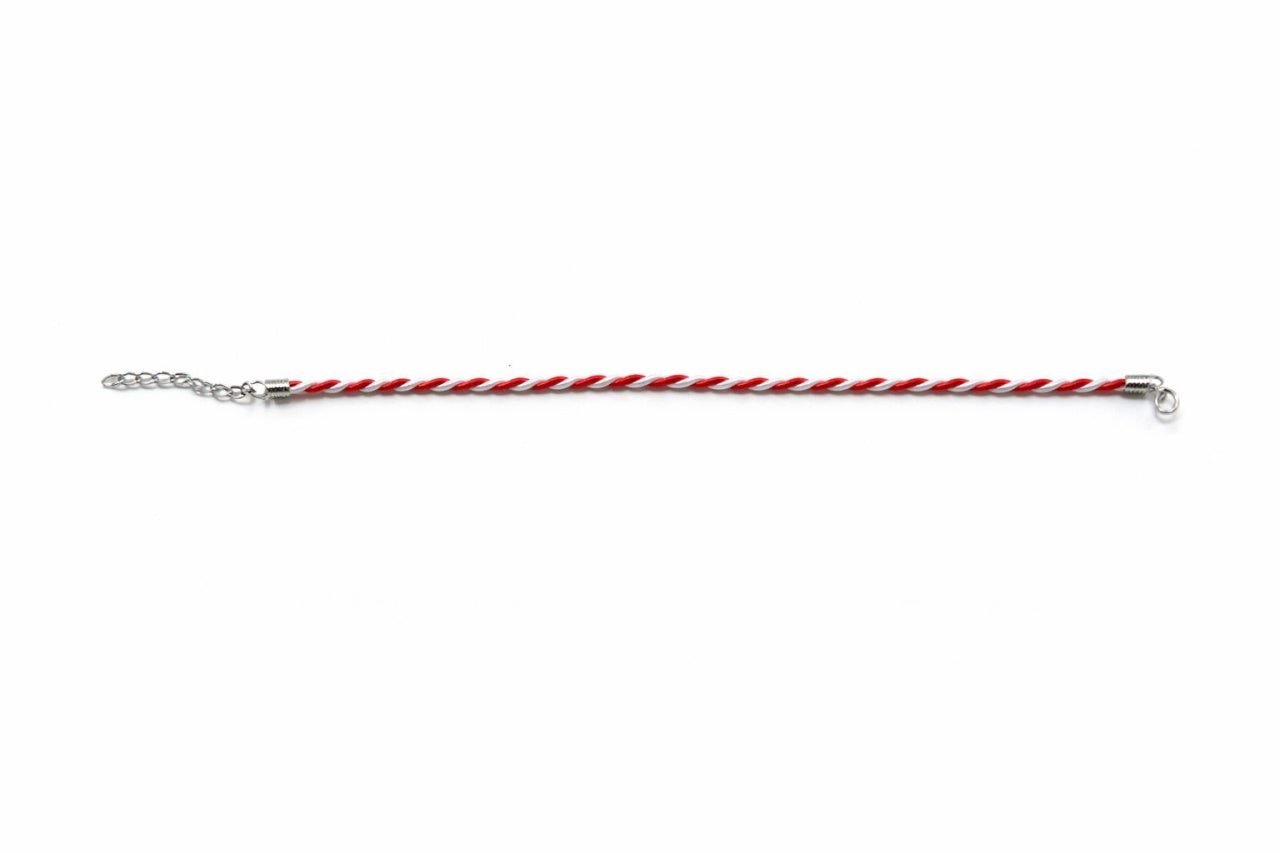 Set 50 bratari martisor snur gros impletit rosu alb 23cm