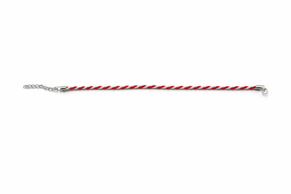 Set 50 bratari martisor snur gros impletit rosu alb 23cm