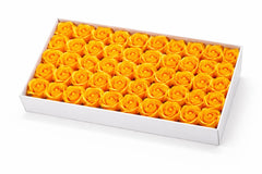 Set 50 Trandafiri de Sapun Parfumati in Cutie Eleganta Cadou 44x23 cm Galben