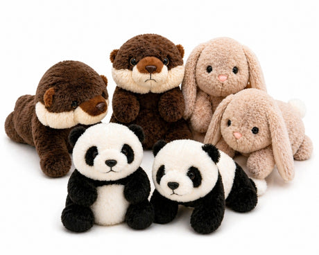 Set 6 animalute de plus parfumate 30 cm, iepure vidra urs panda jucarii moi