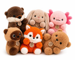 Set 6 animalute de plus parfumate cu bilute, 15 cm, jucarii moi diverse modele