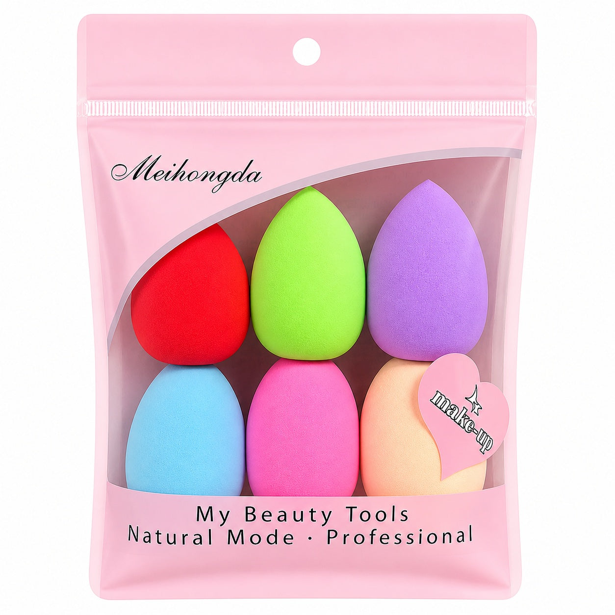 Set 6 Bureței pentru Machiaj Multicolor, tip lacrima – Ultra Moi și Reutilizabili