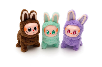 Set 6 Jucarii Labubu Interactive, 19x12 cm , Merg si Canta, Plus Moale, Modele Colorate