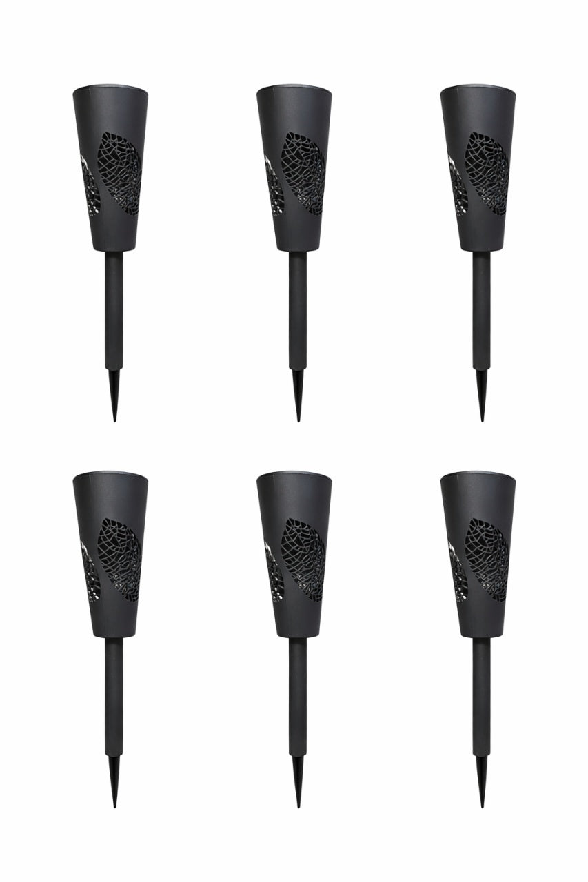 Set 6 Lămpi Solare de Grădină cu Țepușă, LED, Plastic, Negru, YV29