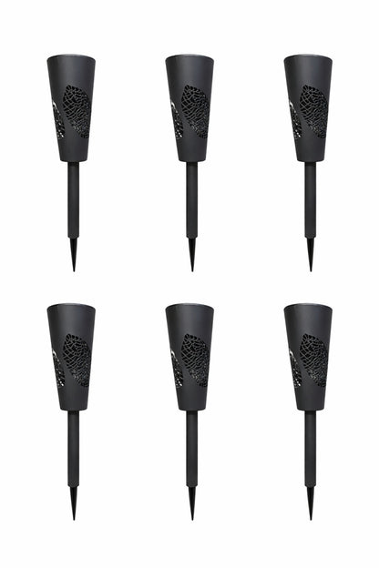 Set 6 Lămpi Solare de Grădină cu Țepușă, LED, Plastic, Negru, YV29