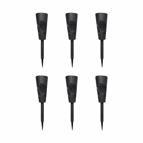 Set 6 Lămpi Solare de Grădină cu Țepușă, LED, Plastic, Negru, YV29
