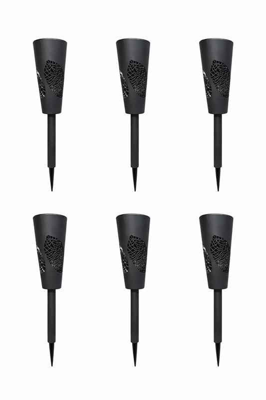 Set 6 Lămpi Solare de Grădină cu Țepușă, LED, Plastic, Negru, YV29