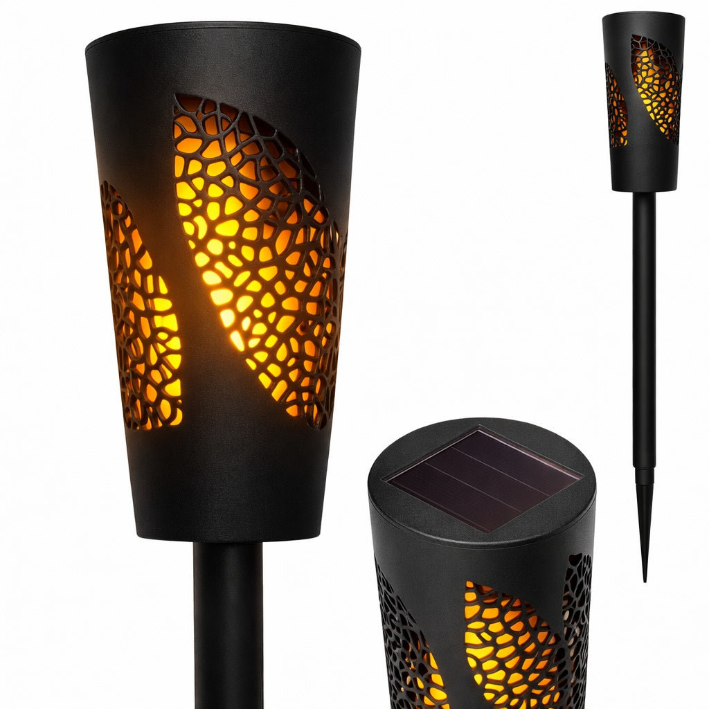 Set 6 Lămpi Solare de Grădină cu Țepușă, LED, Plastic, Negru, YV29