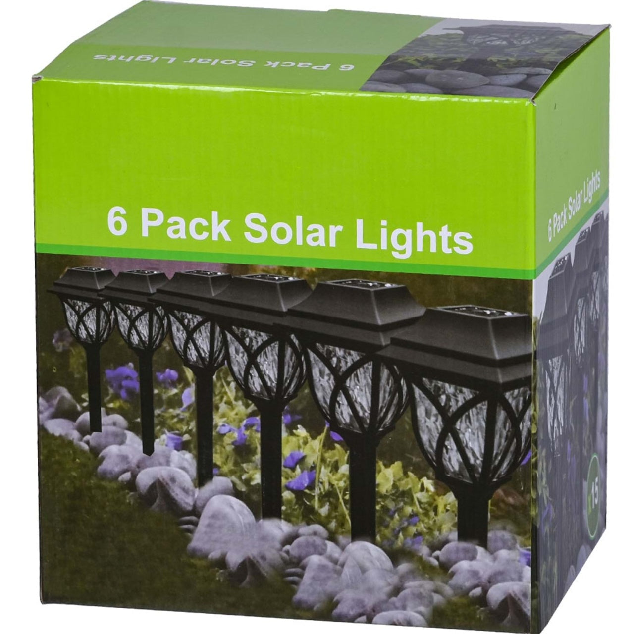 Set 6 Lampi Solare de Grădină LED, Plastic Negru, Lumină Caldă