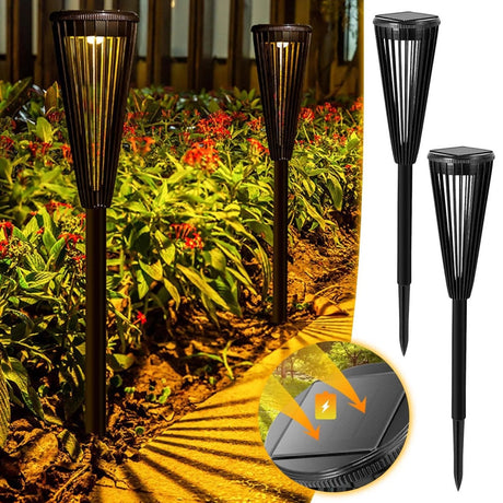 Set 6 Lampi Solare Gradina Tip Torta LED, Iluminat Exterior cu Panou Solar, Tarus Pamant