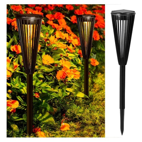 Set 6 Lampi Solare Gradina Tip Torta LED, Iluminat Exterior cu Panou Solar, Tarus Pamant