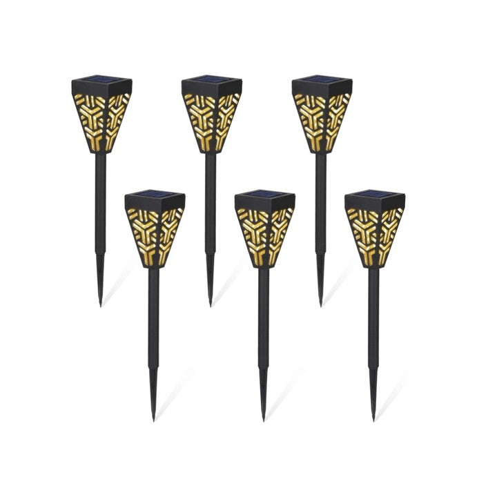Set 6 Lămpi Solare pentru Grădină cu Picior, Metal și Plastic, Lumină Caldă