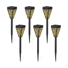 Set 6 Lămpi Solare pentru Grădină cu Picior, Metal și Plastic, Lumină Caldă