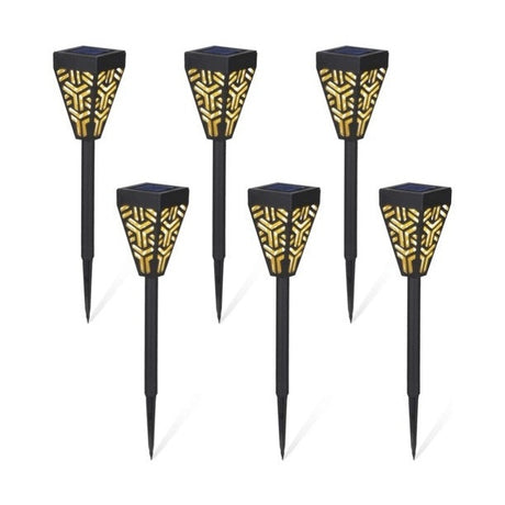 Set 6 Lămpi Solare pentru Grădină cu Picior, Metal și Plastic, Lumină Caldă