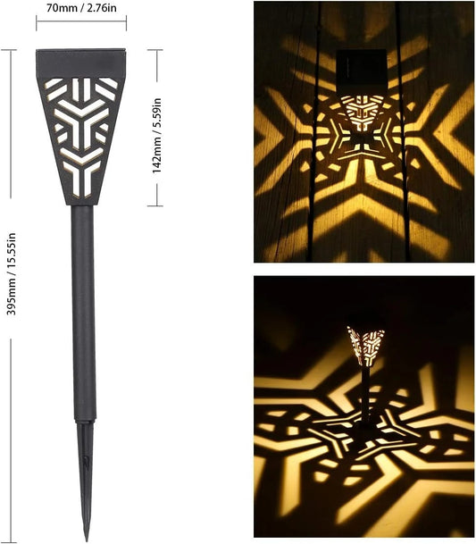 Set 6 Lămpi Solare pentru Grădină cu Picior, Metal și Plastic, Lumină Caldă