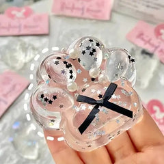 Set 6 squishy labuta transparenta cu sclipici, anti-stres, moale, model kawaii