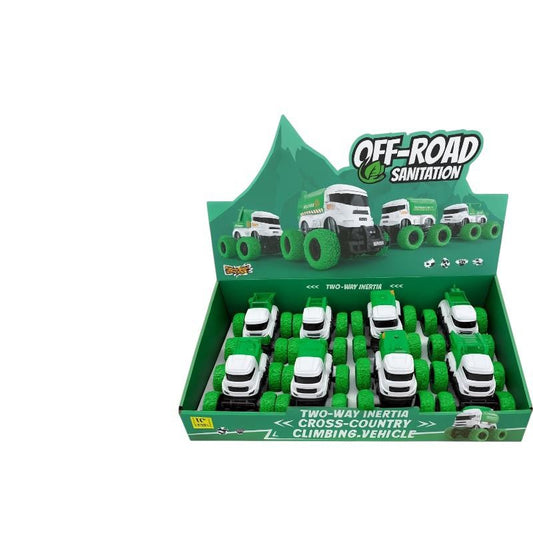 Set 8 Camioane Sanitare Off-Road cu Roti Silicon, Masinute Mecanice