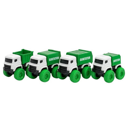 Set 8 Camioane Sanitare Off-Road cu Roti Silicon, Masinute Mecanice