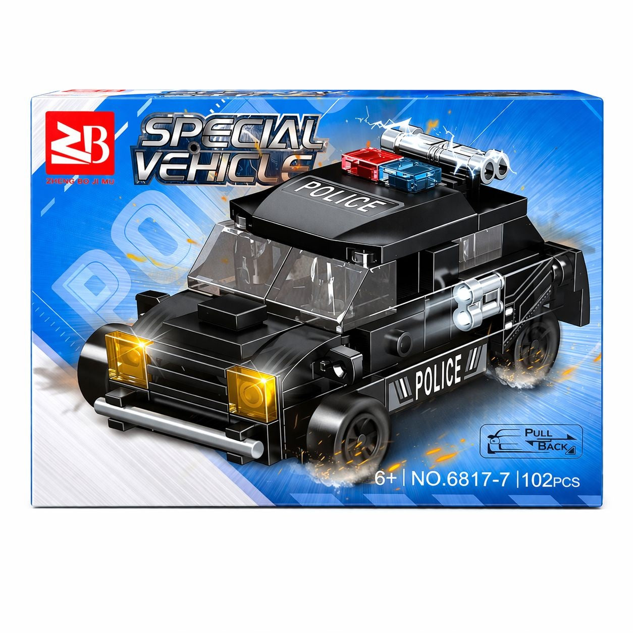 Set 8 jocuri constructie vehicule politie copii, modele diferite, 71-113 piese
