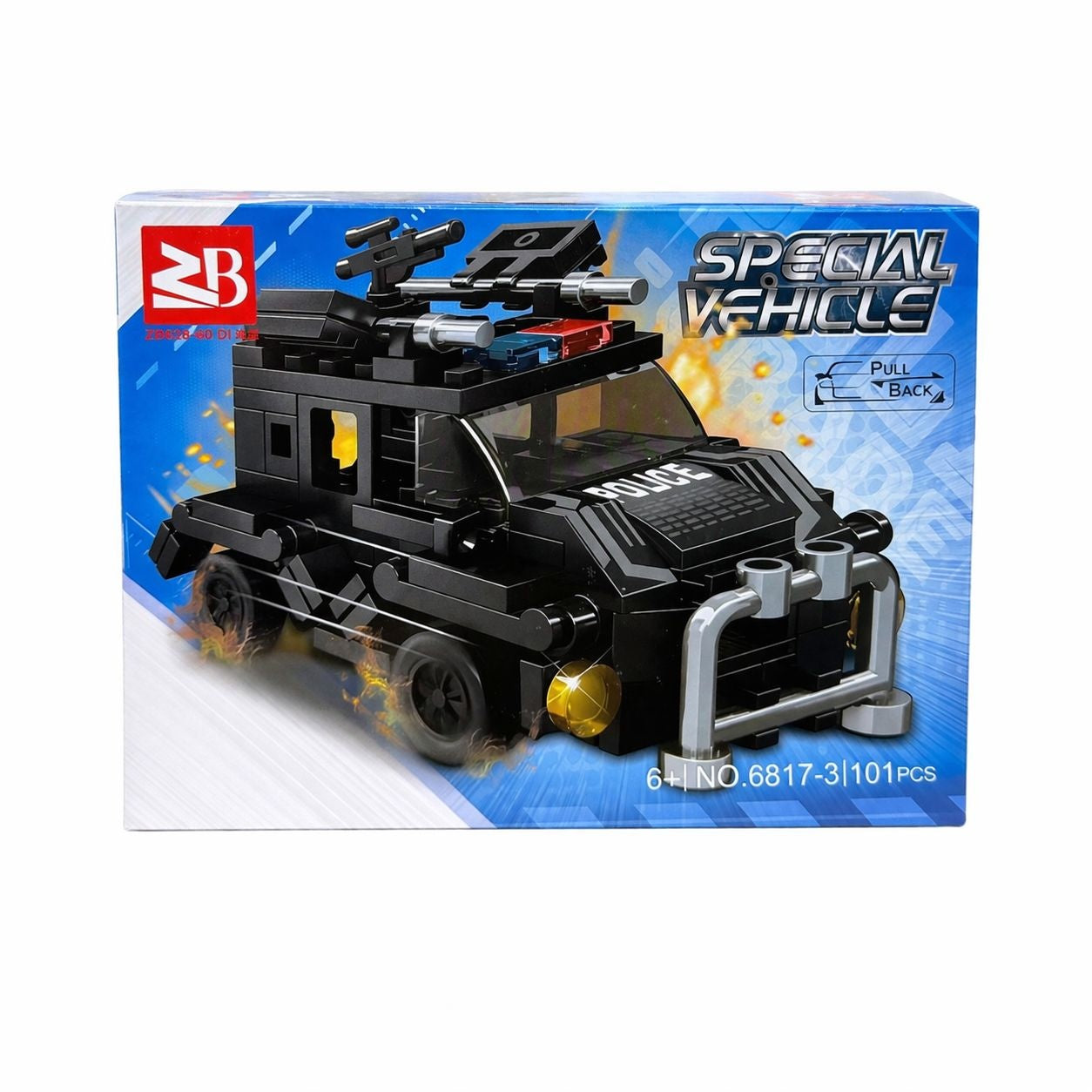 Set 8 jocuri constructie vehicule politie copii, modele diferite, 71-113 piese