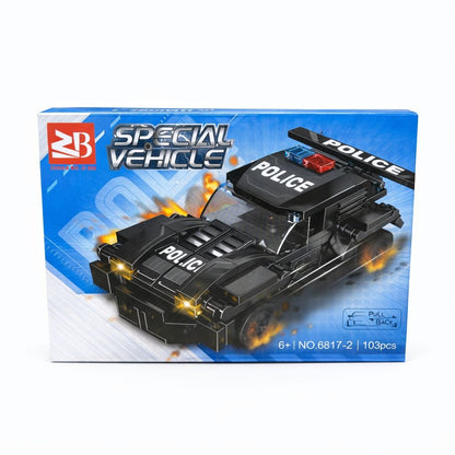 Set 8 jocuri constructie vehicule politie copii, modele diferite, 71-113 piese