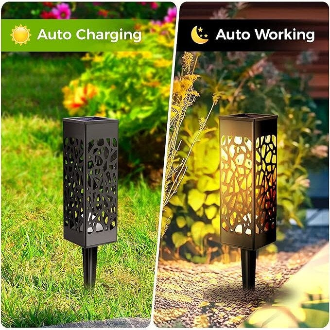 Set 8 Lampi Solare Gradina LED Lumina Calda cu Tarus, Iluminat Decorativ Exterior
