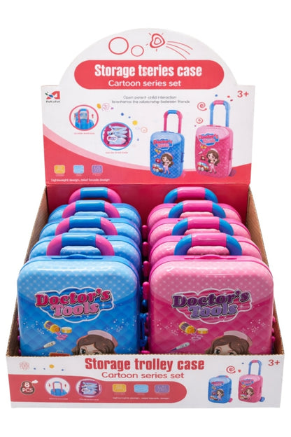 Set 8 Troler pentru copii cu set instrumental doctor, plastic, 25x19,5x28 cm