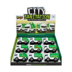 Set 9 masini de gunoi mecanice City Sanitation, jucarii copii 3+
